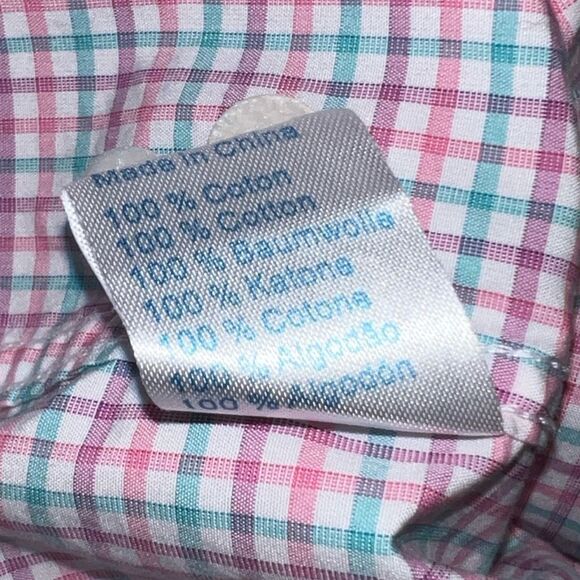 Twillory Tailored Fit Pink Blue Check Long Sleeve Button Up Shirt 16.5 #63 - Picture 5 of 7